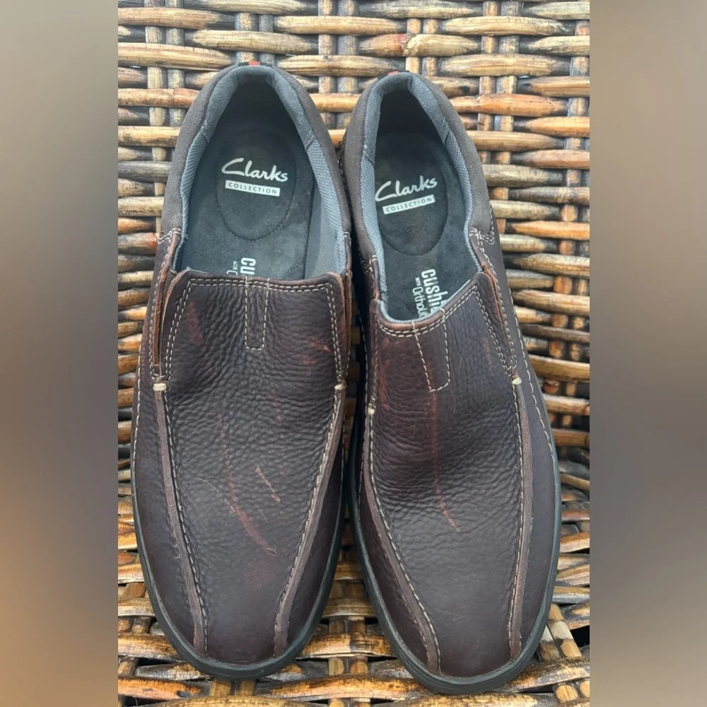 CLARKS MENS COTRELL STEP SLIP ON SHOES BROWN SIZE 9.5